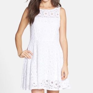 BB Dakota White Renley Lace Fit and Flare Dress